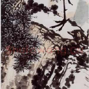 1960年代 潘天寿《松鹤图轴》国画花鸟作品图片鉴赏