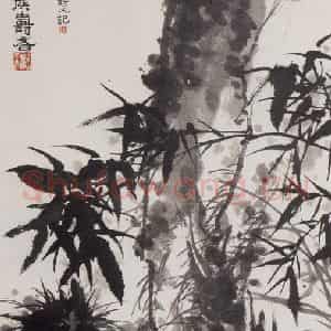 1962年 潘天寿《秀竹幽兰图轴》国画花鸟作品图片鉴赏