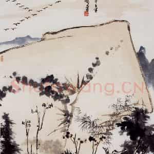 1962年 潘天寿《南天秋雁图轴》国画综合作品图片鉴赏