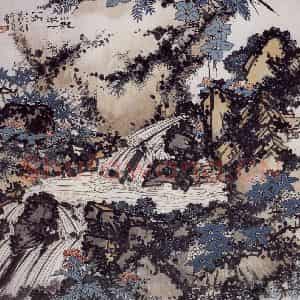 1963年 潘天寿《小龙湫一角图轴》国画山水作品图片鉴赏