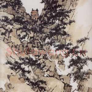 1964年 潘天寿《泰山图轴》国画山水作品图片鉴赏