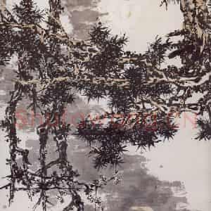 1960年代 潘天寿《松石梅月图轴》国画综合作品图片鉴赏