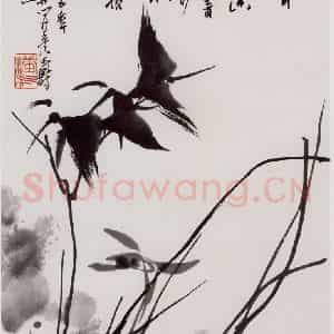 1965年 潘天寿《竹兰图轴》国画花鸟作品图片鉴赏