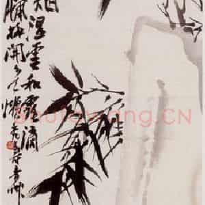1941年 潘天寿《兰竹石图轴》国画花鸟作品图片鉴赏
