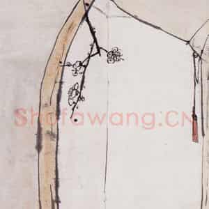 1950年 潘天寿《梅花高士图轴》国画人物作品图片鉴赏