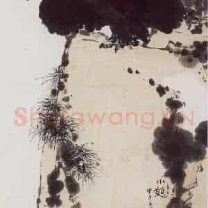 1954年 潘天寿《小憩图轴》国画花鸟作品图片鉴赏