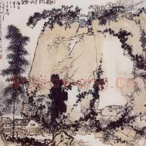1955年 潘天寿《梅雨初晴图轴》国画山水作品图片鉴赏