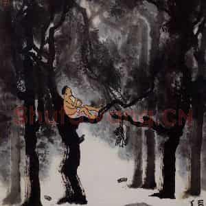 1965年 李可染《暮韵图》国画综合作品图片鉴赏