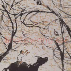 1987年 李可染《秋风徒起图》国画综合作品图片鉴赏
