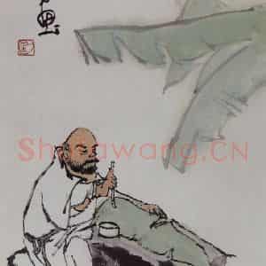 1985年 李可染《怀素书蕉》国画人物作品图片鉴赏