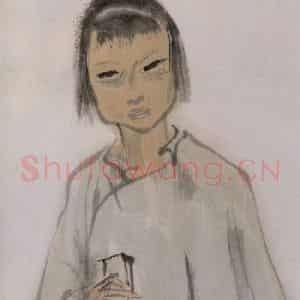 1949年 李可染《街头卖唱局部》国画人物作品图片鉴赏