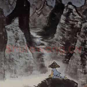 1963年 李可染《看山图[1]》国画综合作品图片鉴赏