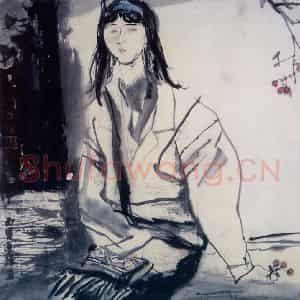 1991年 刘国辉《小娟》国画人物作品图片鉴赏