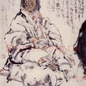 1985年 刘国辉《母与子》国画人物作品图片鉴赏