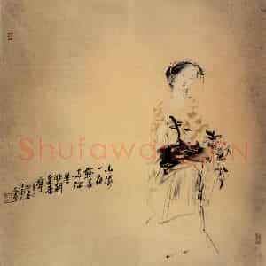 1991年 刘国辉《陆放翁诗意》国画人物作品图片鉴赏