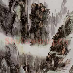 黄宾虹《蜀中渠河》国画山水作品图片鉴赏