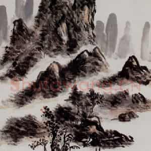 黄宾虹《羚羊峡》国画山水作品图片鉴赏
