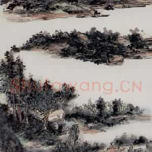 黄宾虹《溪山柳亭》国画山水作品图片鉴赏