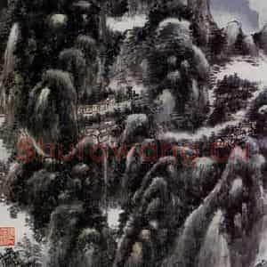 黄宾虹《残月照明缸》国画山水作品图片鉴赏
