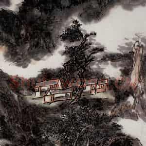 黄宾虹《乌渡湖》国画山水作品图片鉴赏