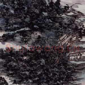 黄宾虹《秋浦午渡湖》国画山水作品图片鉴赏