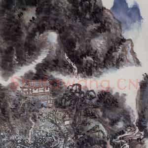 黄宾虹《新溪山水》国画山水作品图片鉴赏