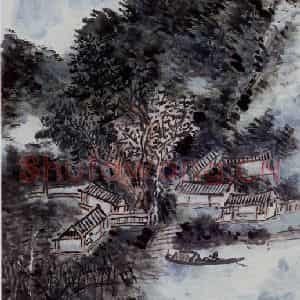 黄宾虹《黄墩湖》国画山水作品图片鉴赏