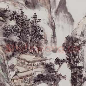 黄宾虹《浮丘溪》国画山水作品图片鉴赏