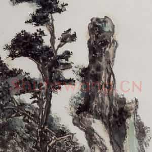 黄宾虹《黄海松涛》国画山水作品图片鉴赏