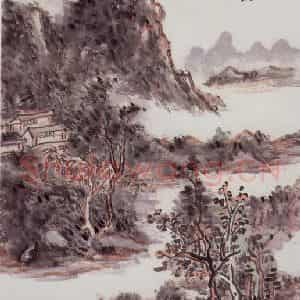 黄宾虹《钓台》国画山水作品图片鉴赏