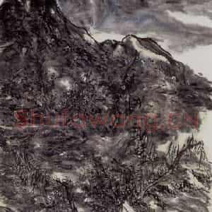 黄宾虹《溪山霁雨》国画山水作品图片鉴赏