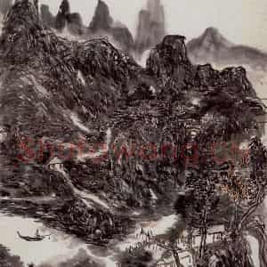 黄宾虹《岭云初晴》国画山水作品图片鉴赏
