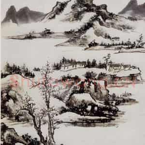 黄宾虹《新安江舟中作》国画山水作品图片鉴赏