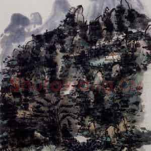 黄宾虹《山居图》国画山水作品图片鉴赏