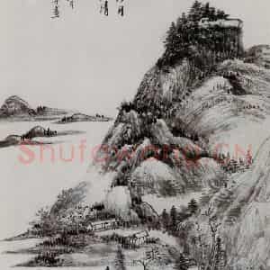 黄宾虹《压波峰叠云》国画山水作品图片鉴赏