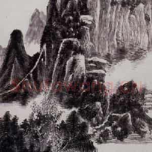 黄宾虹《乌渡湖上》国画山水作品图片鉴赏