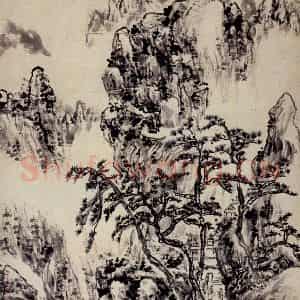 黄宾虹《秋山萧寺》国画山水作品图片鉴赏