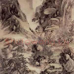 黄宾虹《无诸台上月长明》国画山水作品图片鉴赏