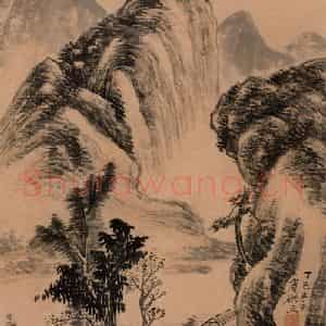 黄宾虹《亭树春晓》国画山水作品图片鉴赏