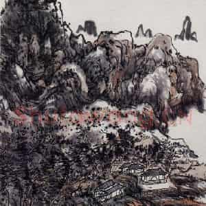 黄宾虹《青城途中所见》国画山水作品图片鉴赏