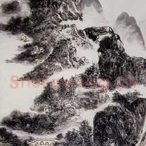 黄宾虹《临流结茆图》国画山水作品图片鉴赏