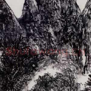 黄宾虹《山溪泛舟》国画山水作品图片鉴赏
