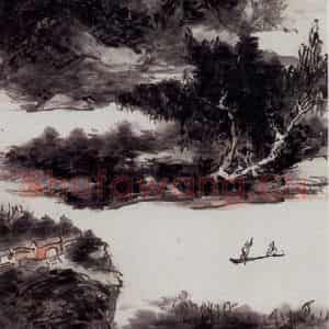 黄宾虹《江行即景》国画山水作品图片鉴赏