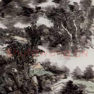 黄宾虹《晴湖泛舟》国画山水作品图片鉴赏