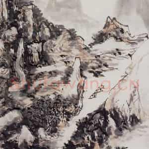 黄宾虹《横槎江上》国画山水作品图片鉴赏