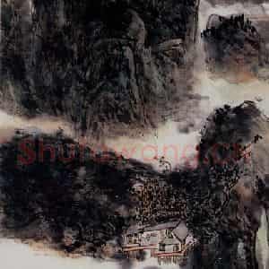 黄宾虹《江行图》国画山水作品图片鉴赏