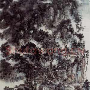 黄宾虹《栖霞山居》国画山水作品图片鉴赏