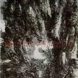 黄宾虹《桂林读书台》国画山水作品图片鉴赏