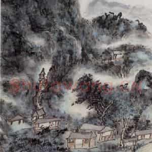 黄宾虹《嘉陵江上》国画山水作品图片鉴赏