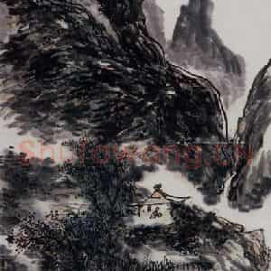 黄宾虹《紫阳山麓》国画山水作品图片鉴赏